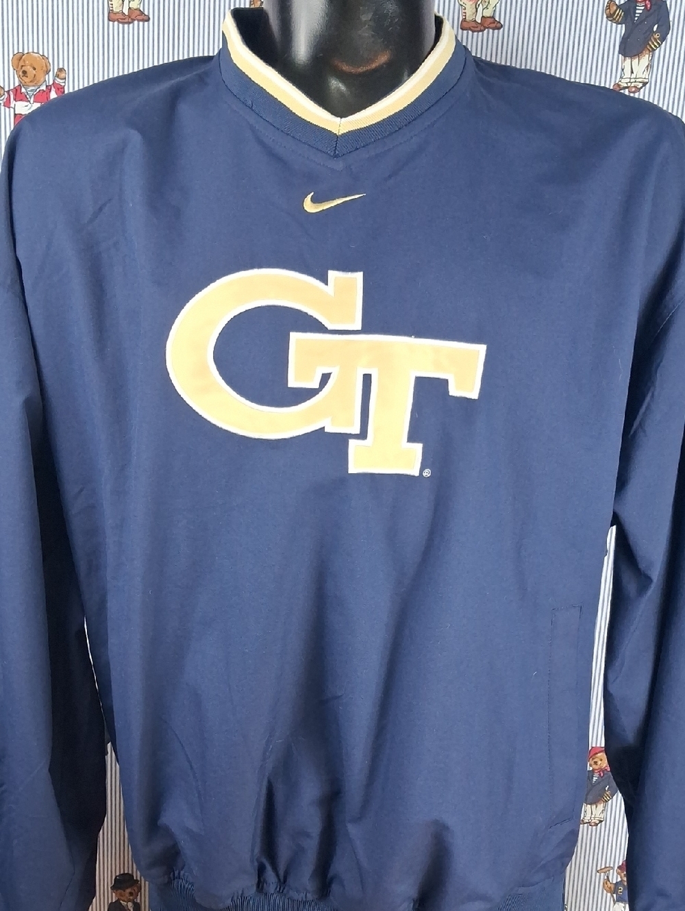 Nike Team Georgia Tech Blue & Gold Lightweight Side Zip Lrg Pullover Windbreaker